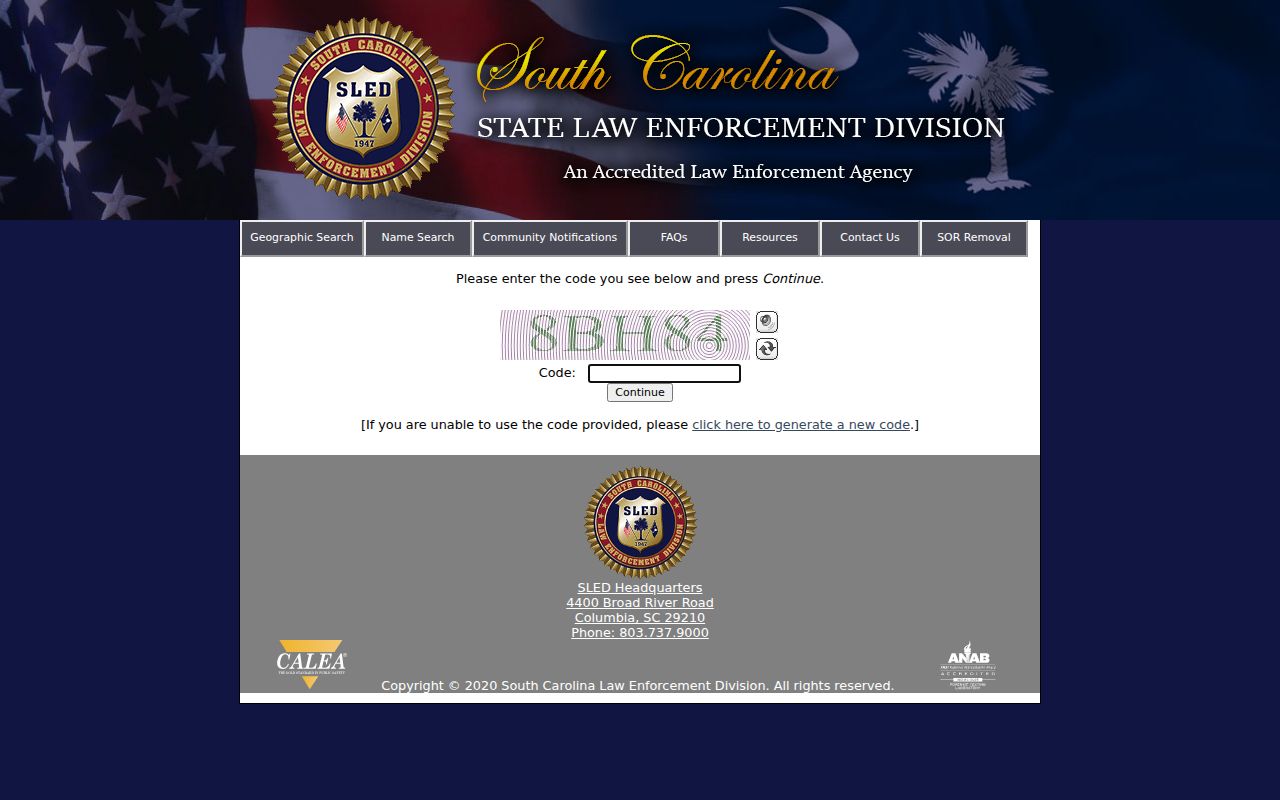 Taylors residents directory SLED sex offender registry search gateway