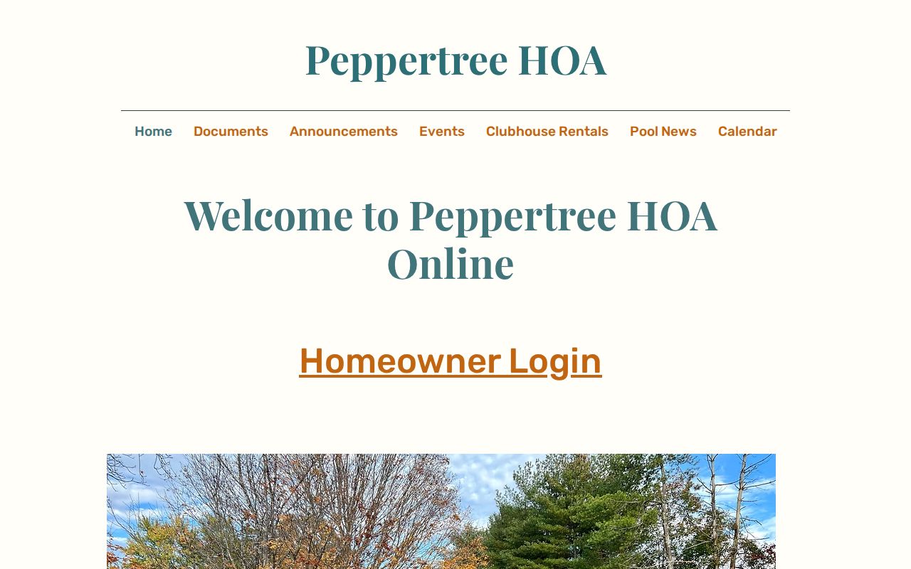 Taylors neighbors Peppertree HOA public contact and login page