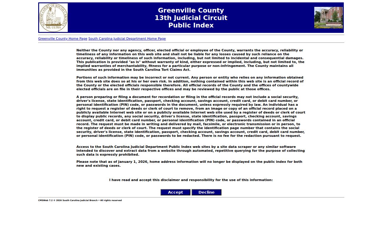 Taylors resident lookup Greenville County Public Index search screen