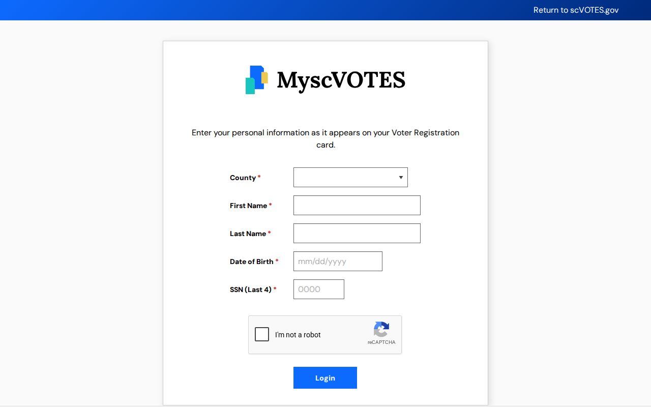 Taylors resident lookup MySCVotes individual voter verification form